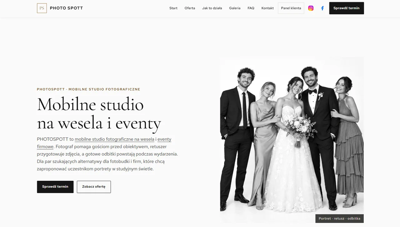 Otwórz PHOTO SPOTT — podgląd mobilnego studia fotograficznego